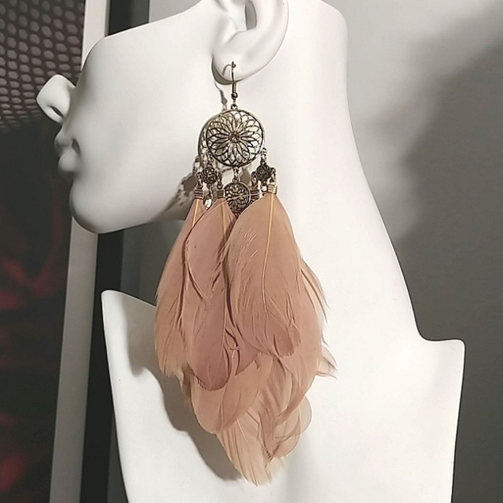 Elegant Feather Drop Earrings